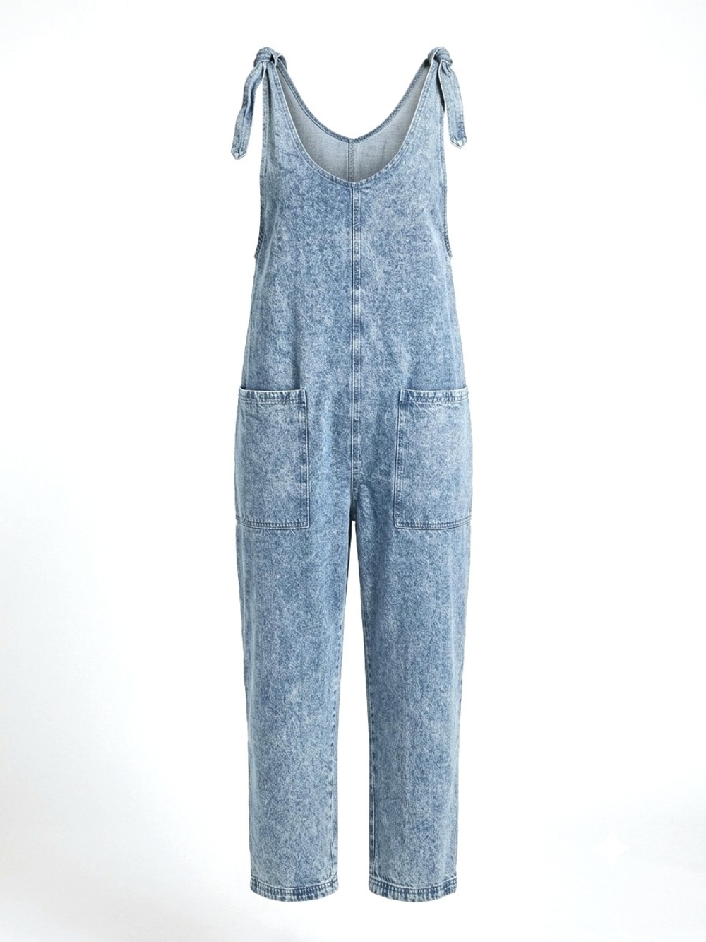 Originality Vintage 90s Y2K Acid Wash Denim Overalls Jumpsuit Tie Strap Large